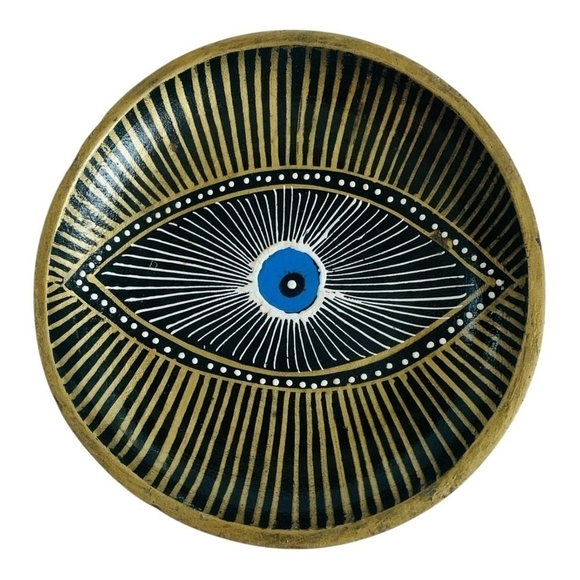 Unique Seeing Eye Dish Handpainted Eye Design Bowl Home Amulet Decor Snack Bowl - Picture 2 of 3